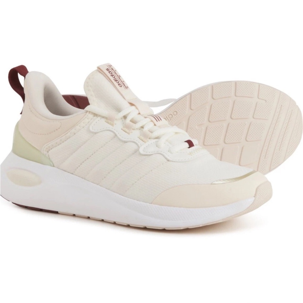 Adidas Women's Beige and Maroon Sneakers